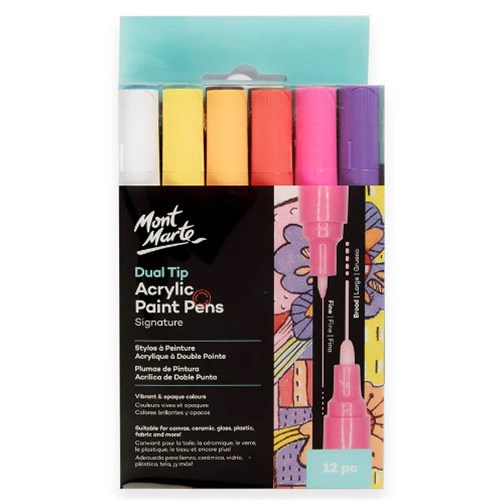 Dual tip acrylic paint pens 12pc